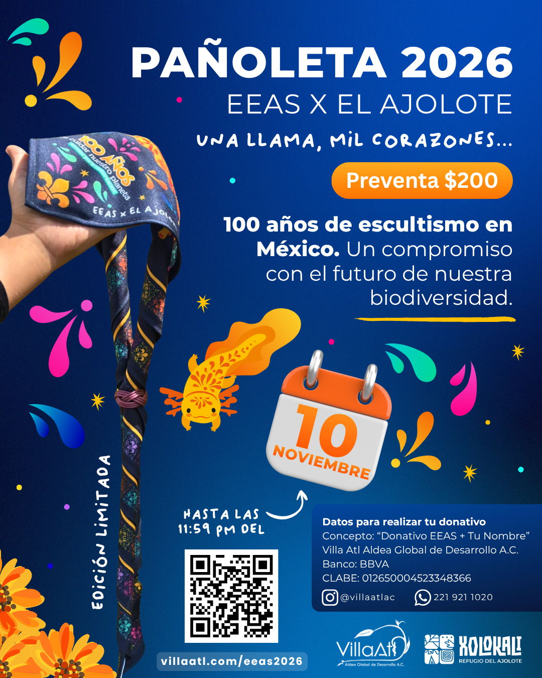Flyer de la Pañoleta EEAS 2026 con precios y datos para tu donativo